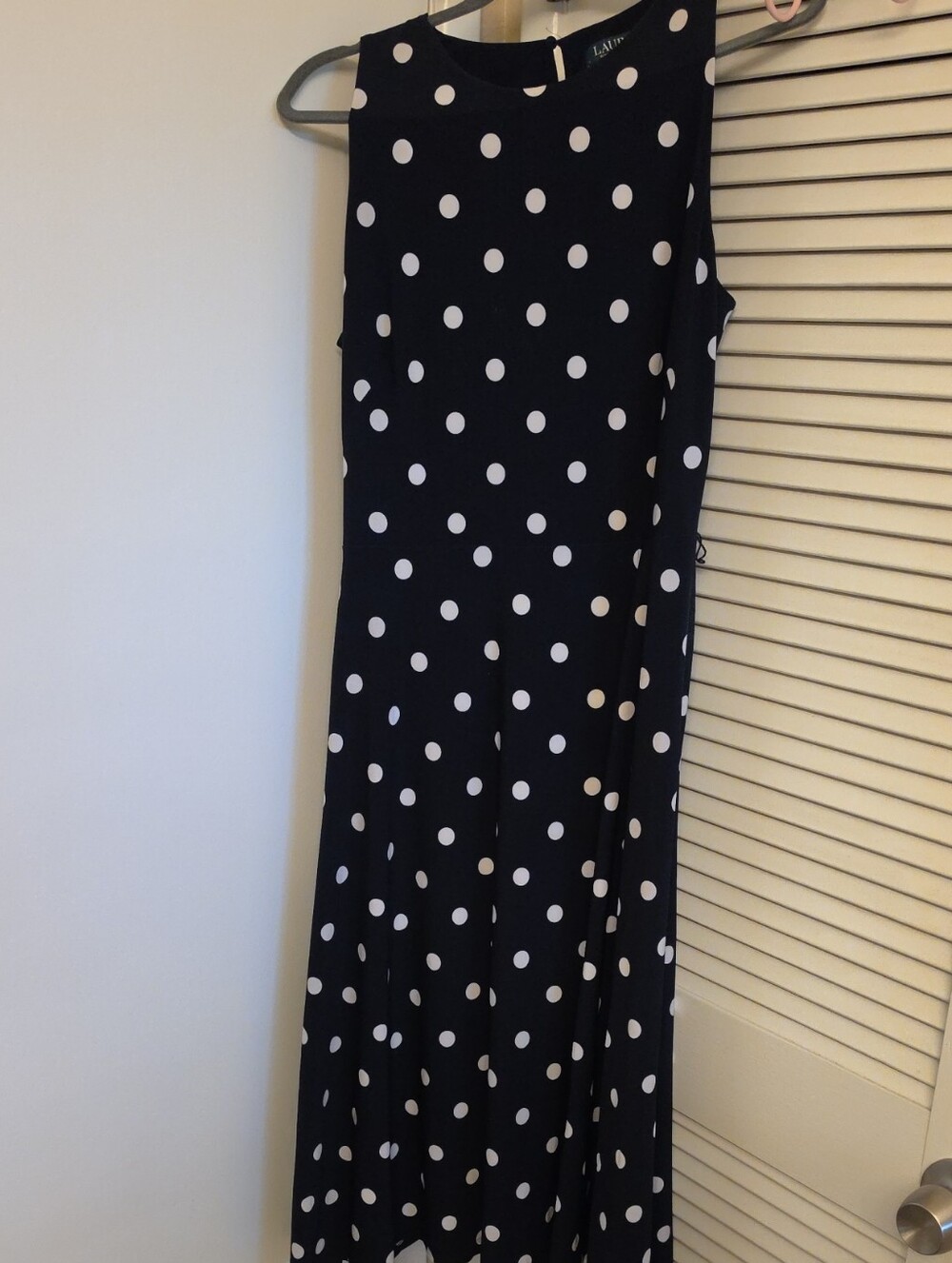 Lauren Ralph Lauren Navy Maxi Dress with White Polka Dots